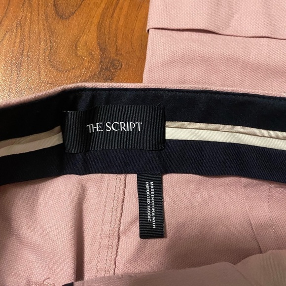 THE SCRIPT New With Tags Claudia Pants rose pink flat front straight leg linen 4 - Picture 7 of 10